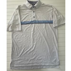 FootJoy White Blue Black Short Sleeve Golf Polo Shirt Top - Size Men's Medium